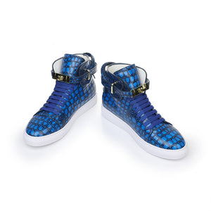 LuxeCroco Embossed High Top Designer Flat Sneakers