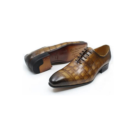 Opulent Crocleather Pointed Toe Oxford Shoes - FINAL SALE