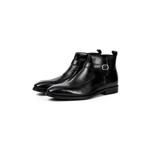 LuxeZip Exotic Leather Round Toe Ankle Boots