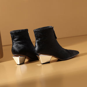 Chic Cow Leather Pointed High-Heel Boots