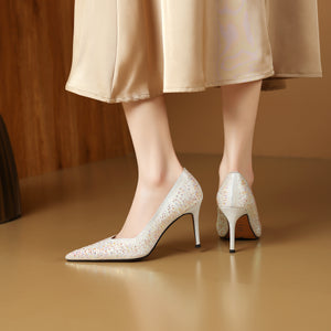 Chic Exotic Pointed Toe Leather Pumps