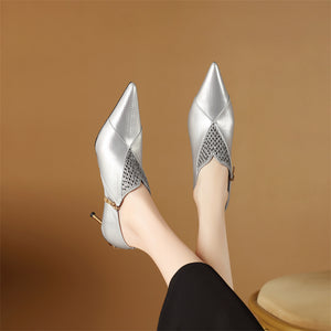 AlliChic Exotic Leather Pointed Toe High Heels