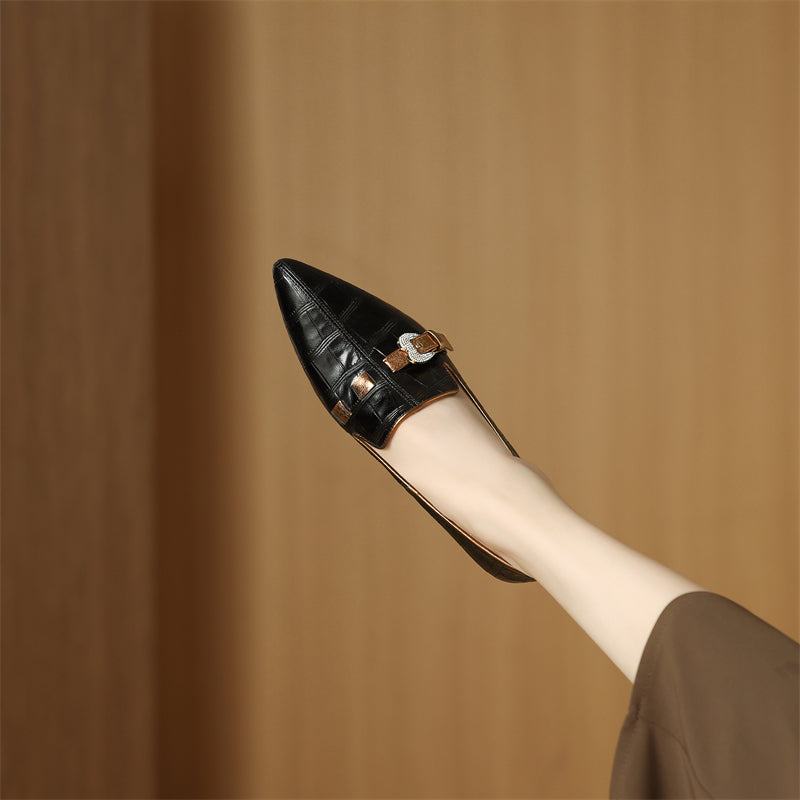 LuxeLeather Exotic Pointed Toe Slip-On Heels