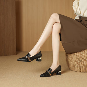 LuxeLeather Exotic Pointed Toe Slip-On Heels