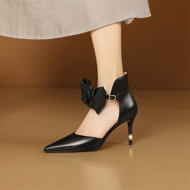 Serpatura Chic Cow Leather Flower Slingbacks