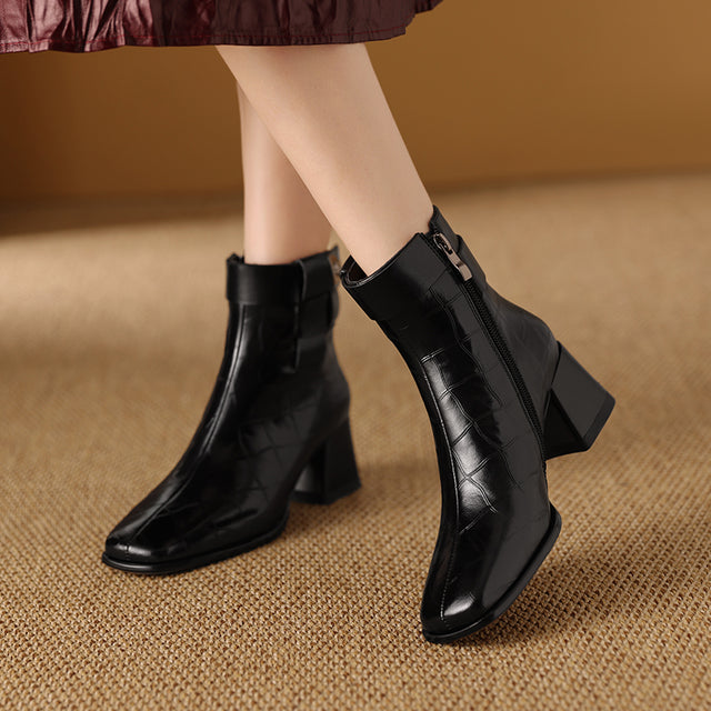 ElegantLuxe Chic Zipper High Heel Boots