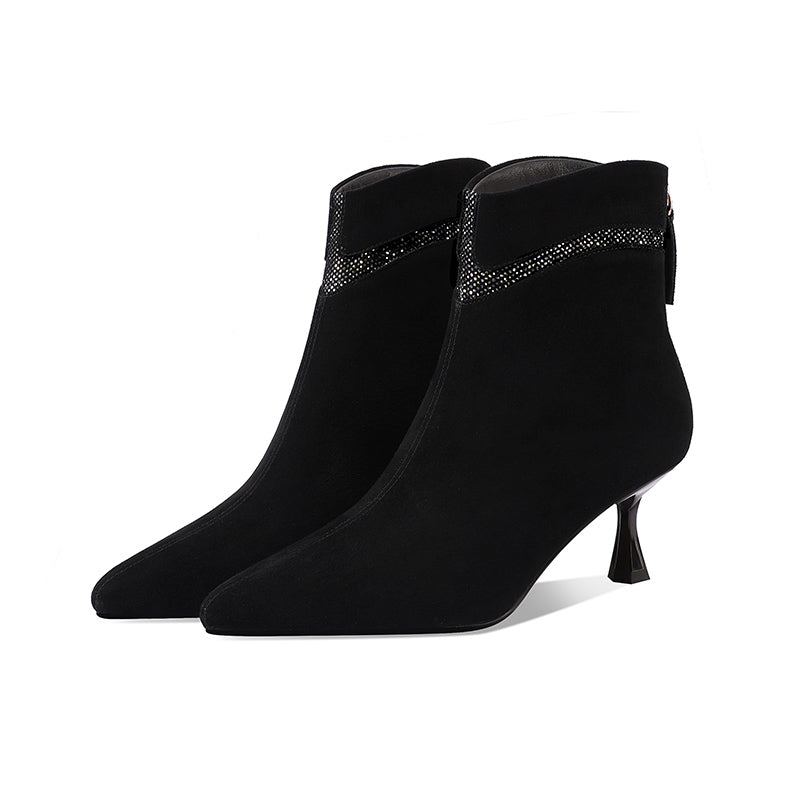 Chic Suede Pointed Toe Zip High Heel Boots