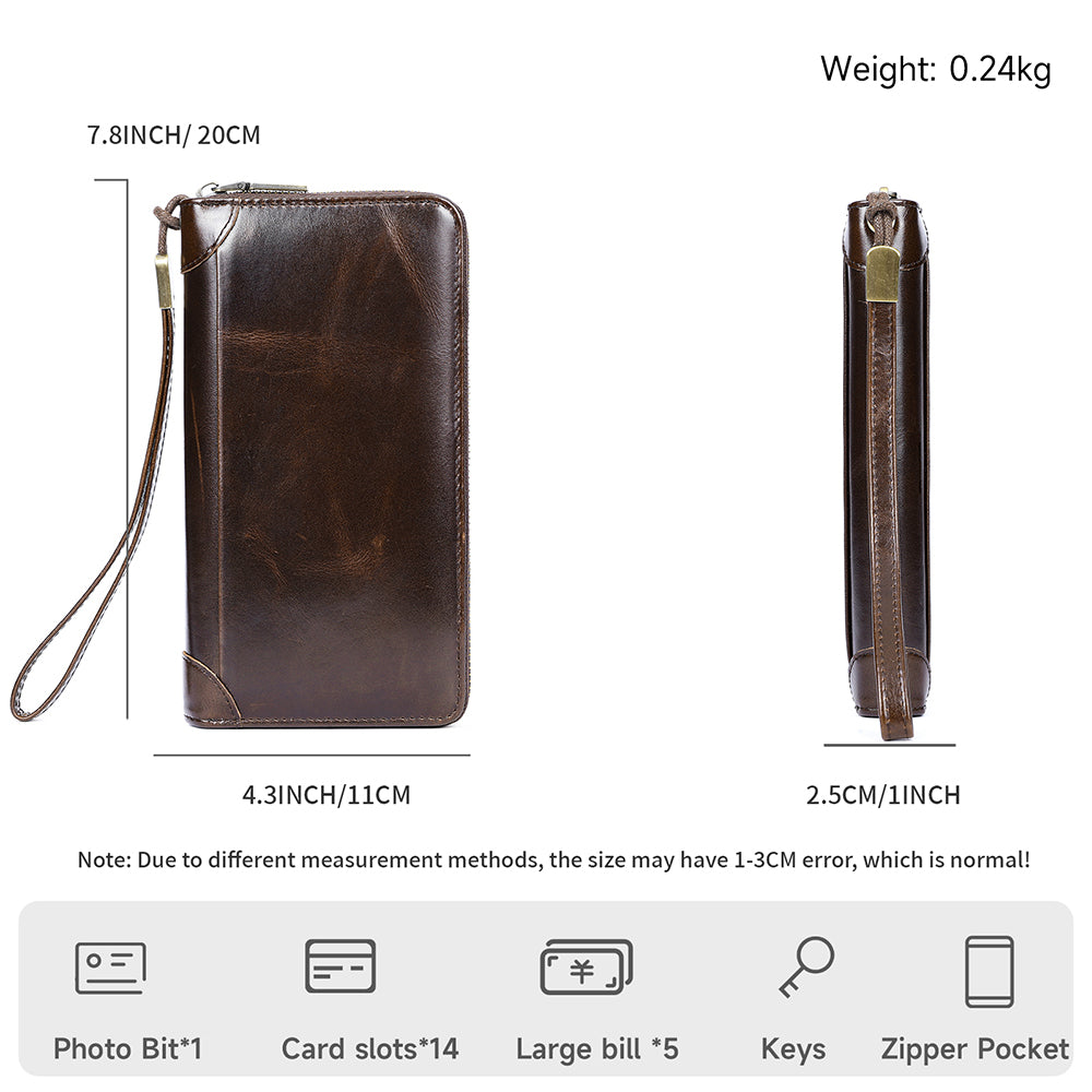 ChicLeather Zipper Long Wallet