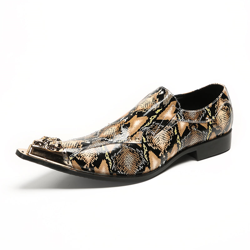 Luxe Exotic Texture Leather Slip-on Dress Shoes