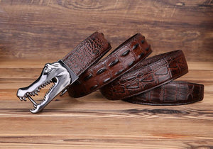 CrocLuxe Copper Buckle Gator Skin Luxury Belt