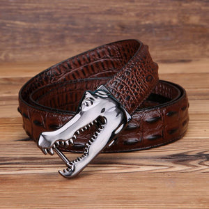 CrocLuxe Copper Buckle Gator Skin Luxury Belt