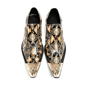 Luxe Exotic Texture Leather Slip-on Dress Shoes