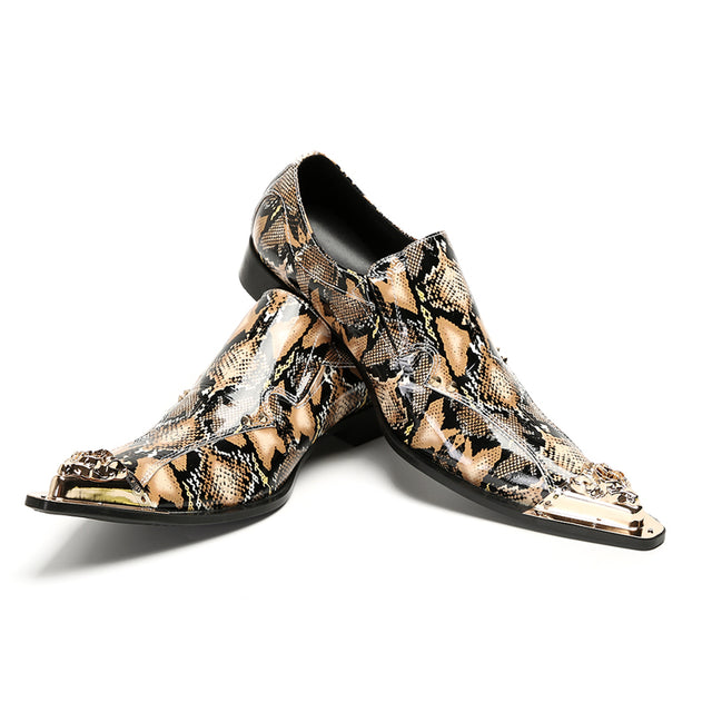 Luxe Exotic Texture Leather Slip-on Dress Shoes