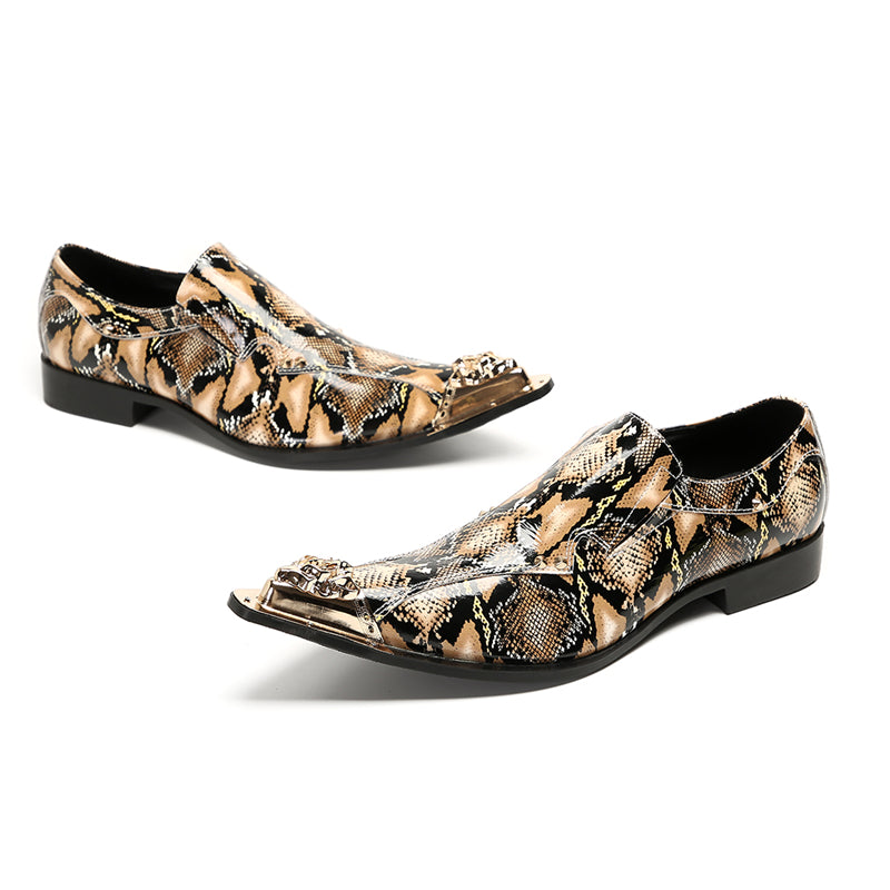 Luxe Exotic Texture Leather Slip-on Dress Shoes