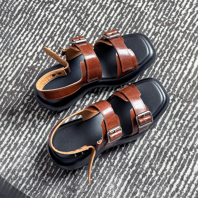 Exoticade Chic Buckle Leather Sandals