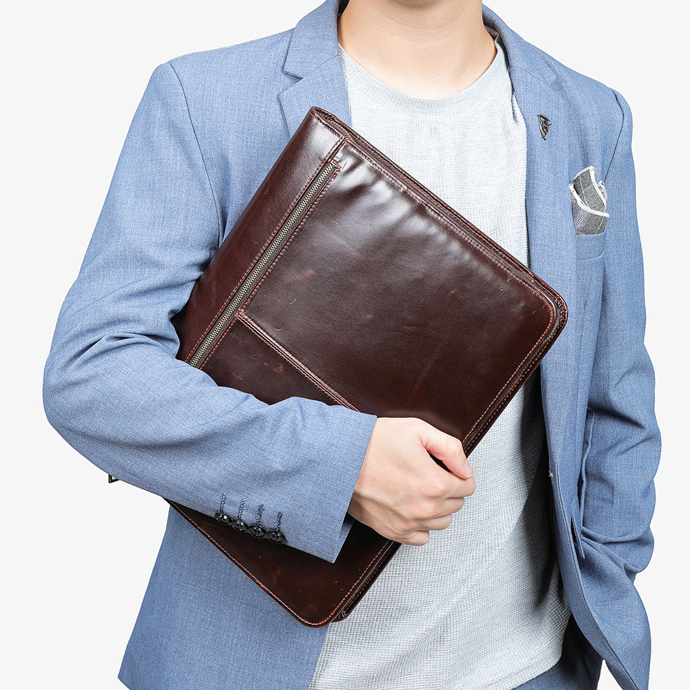 CowLuxe Stylish Leather Men's Ipad Bag