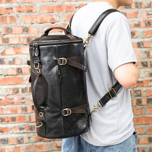 Deluxe Retro Leather Zipper Travel Messenger Bag N022