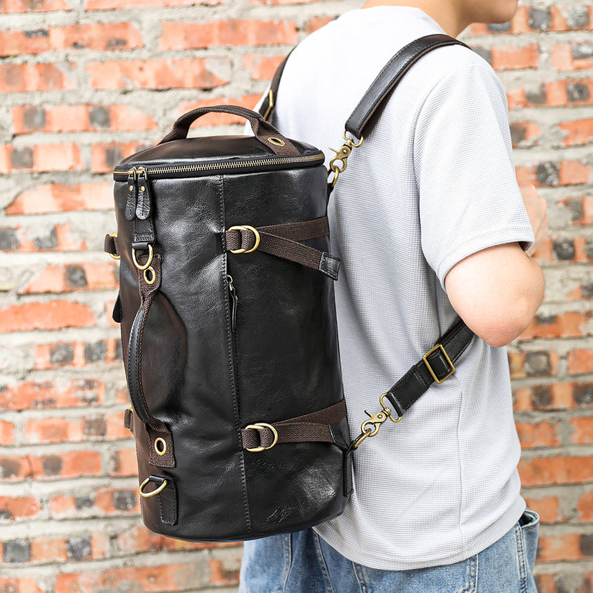 Deluxe Retro Leather Zipper Travel Messenger Bag