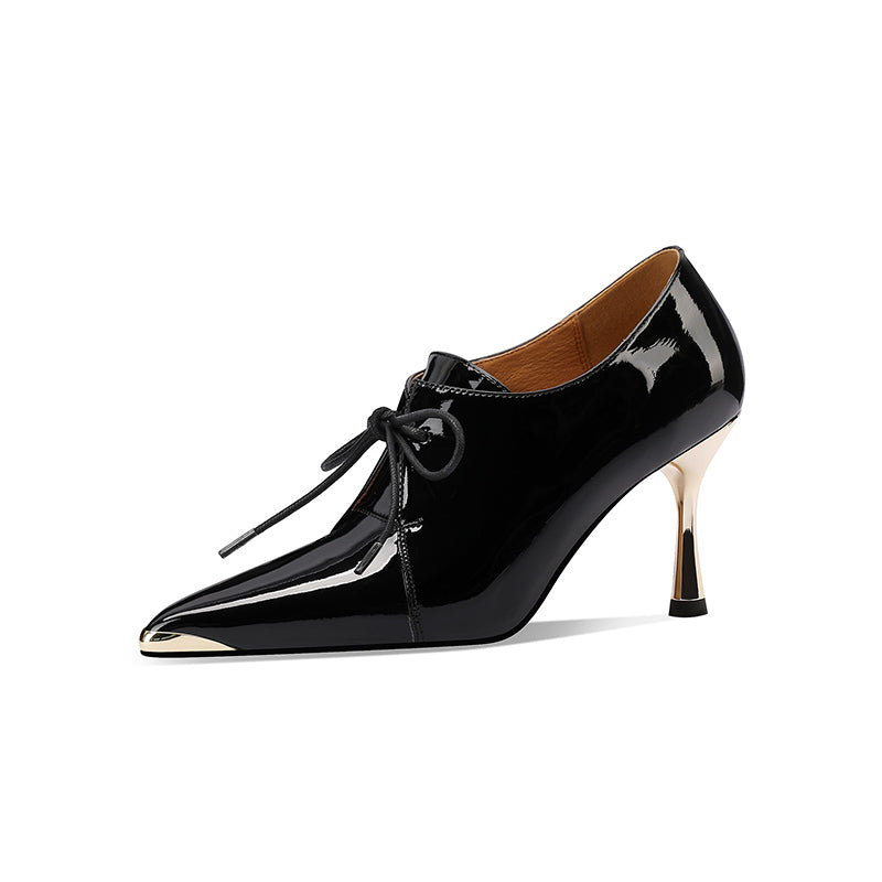 Chic Leather Pointed Toe Slip-on Pumps