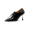 Chic Leather Pointed Toe Slip-on Pumps