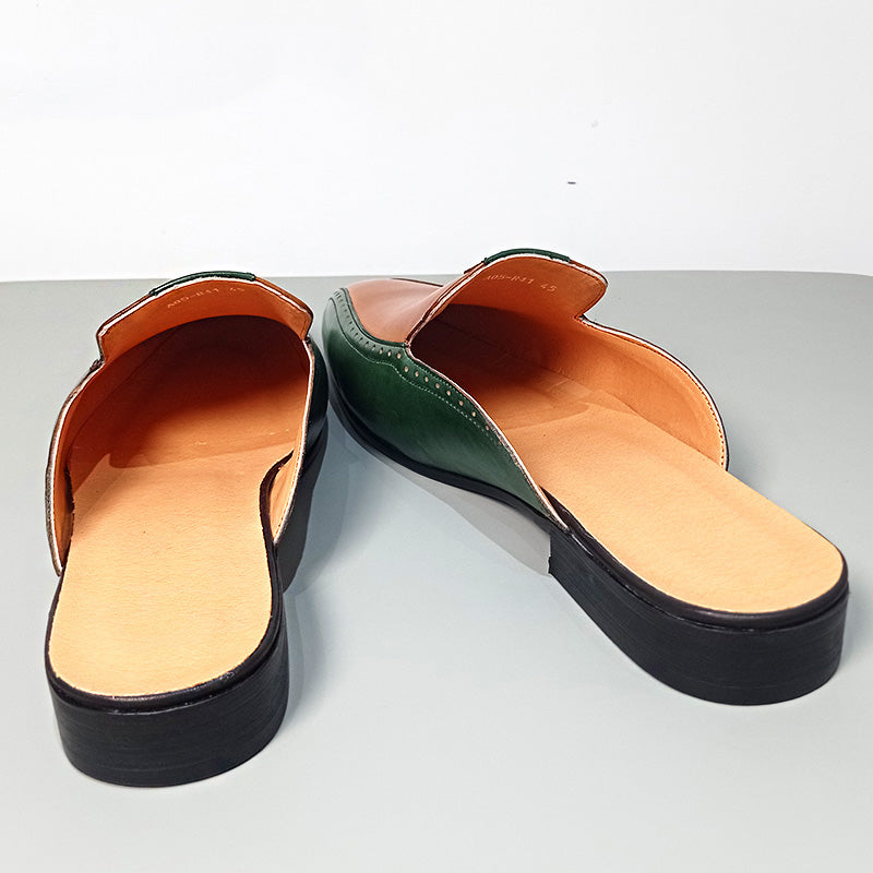 LeatherLux Genuine Round Toe Chic Dress Slippers