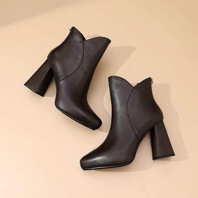 Autumn Elegance Thick Heels Ankle Boots