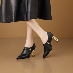 AlliLuxe Classic Pointed Toe Elegant Heel Shoes