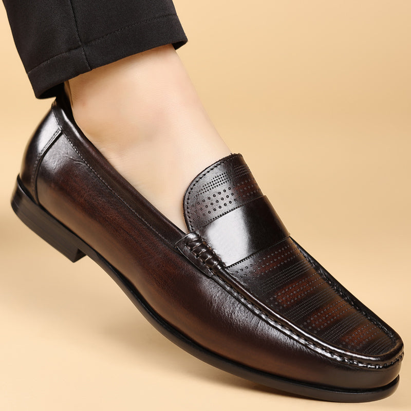 LuxLeather Elegant Genuine Leather Slip On Loafers