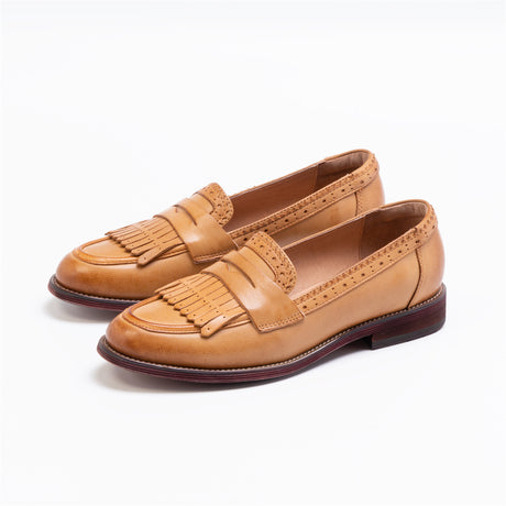 Vintage Chic Leather Round Toe Oxford Shoes