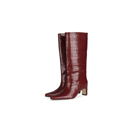 CrocLuxe Exotic Square Toe Slip-On Mid-Calf Boots
