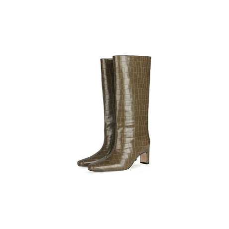 CrocLuxe Exotic Square Toe Slip-On Mid-Calf Boots