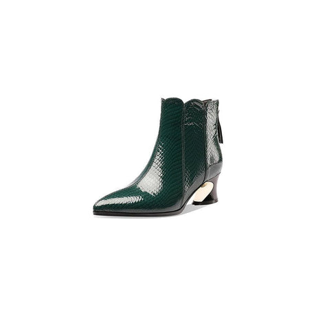 LuxeSnake Pointed Toe Slip On Ankle Boots