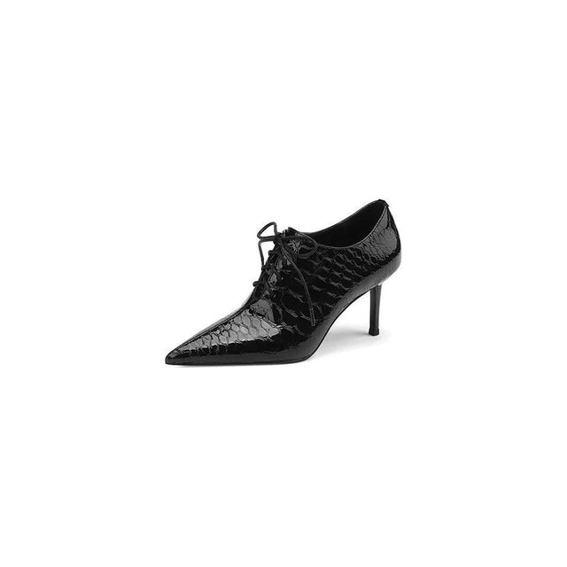 Luxeleather Exotic Embossed Chic Low Med Heels - FINAL SALE