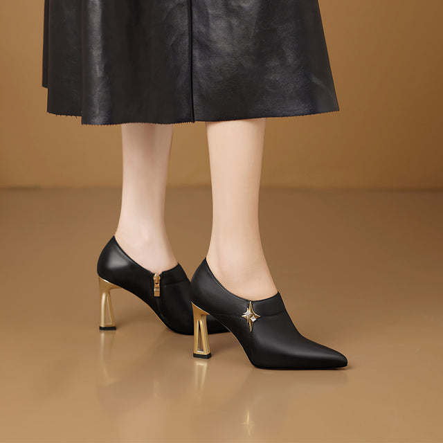 AlliLuxe Classic Pointed Toe Elegant Heel Shoes