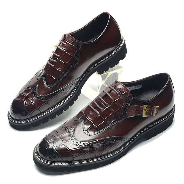 AlliElegance Luxe Brogue Buckle Oxford Dress Shoes