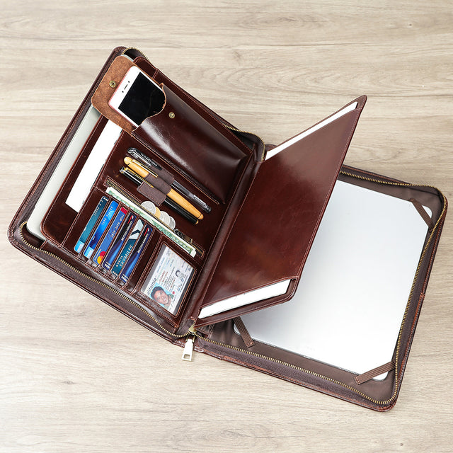 CowLuxe Stylish Leather Men's Ipad Bag