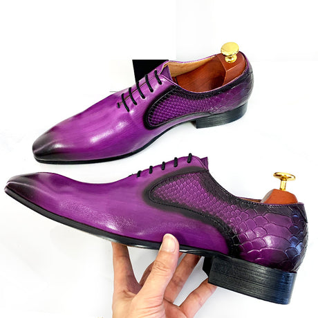 CrocEmbossed Luxury Leather Pointed Dress Shoes