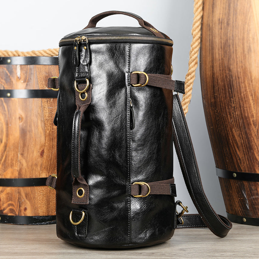 Deluxe Retro Leather Zipper Travel Messenger Bag