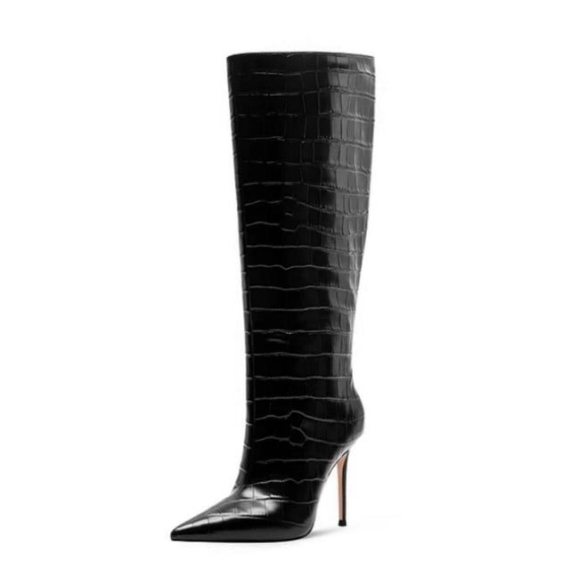 Elegant Long Heel PU Leather Boots