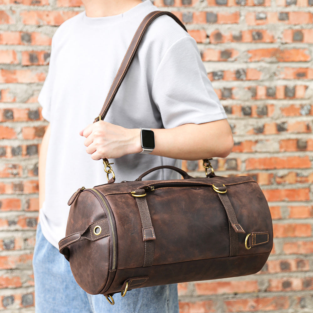 Deluxe Retro Leather Zipper Travel Messenger Bag