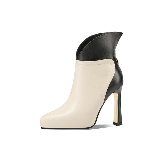 AlliChic Pointed Toe Platform Heel Ankle Boots