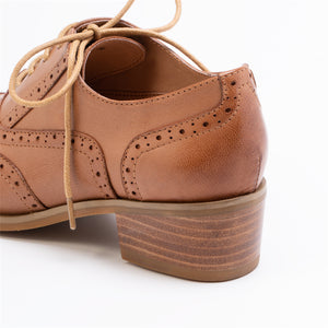 LuxeLeather Chic Retro Oxfords Round Heel