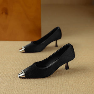 LuxLeather Chic Horsehair Square Toe Pumps