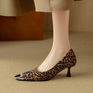 LuxLeather Chic Horsehair Square Toe Pumps