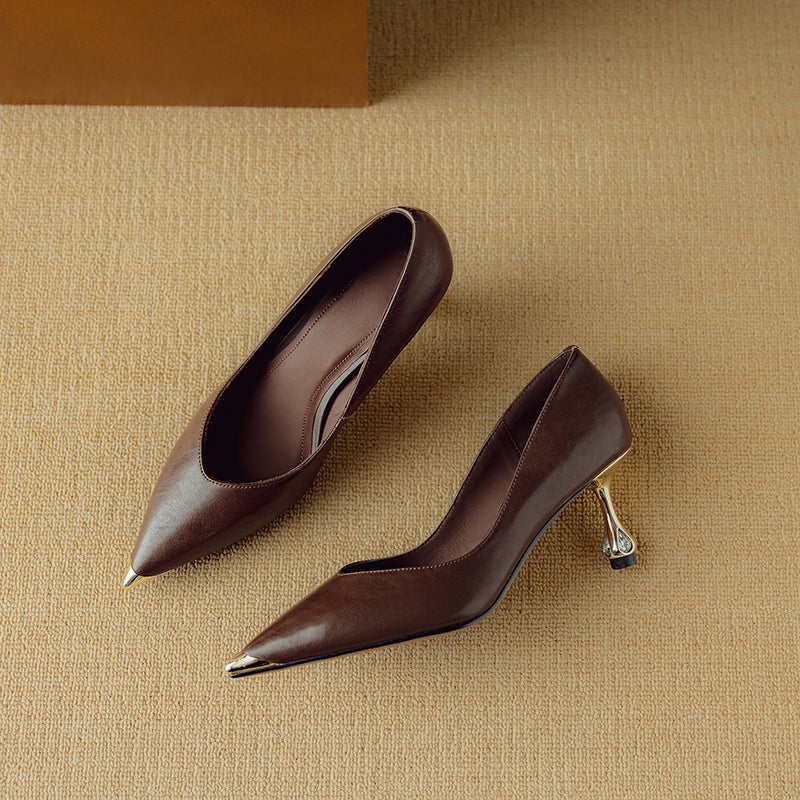 LuxLeather Chic Pointed Toe Pumps