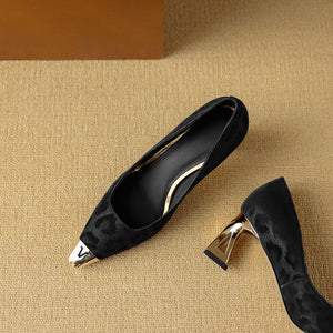 LuxLeather Chic Horsehair Square Toe Pumps