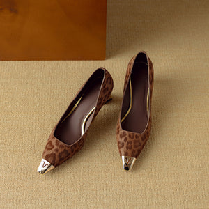 LuxLeather Chic Horsehair Square Toe Pumps