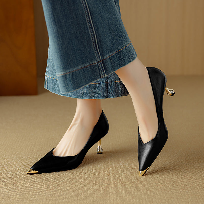 LuxLeather Chic Pointed Toe Pumps