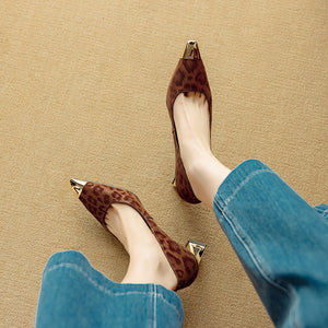 LuxLeather Chic Horsehair Square Toe Pumps