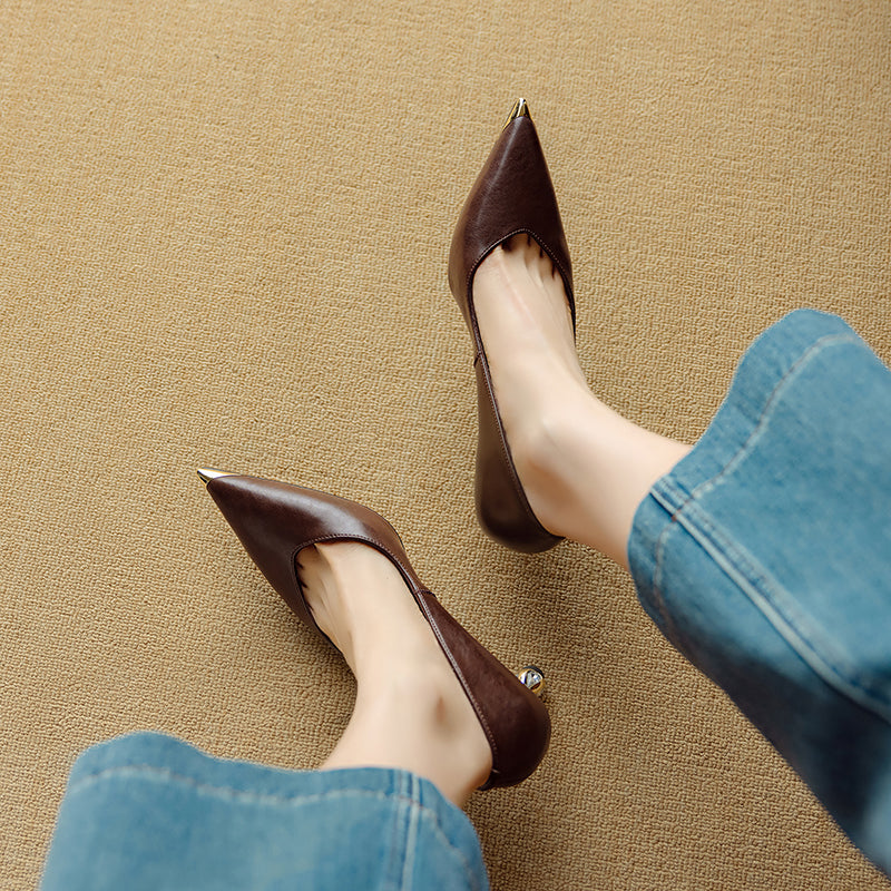 LuxLeather Chic Pointed Toe Pumps